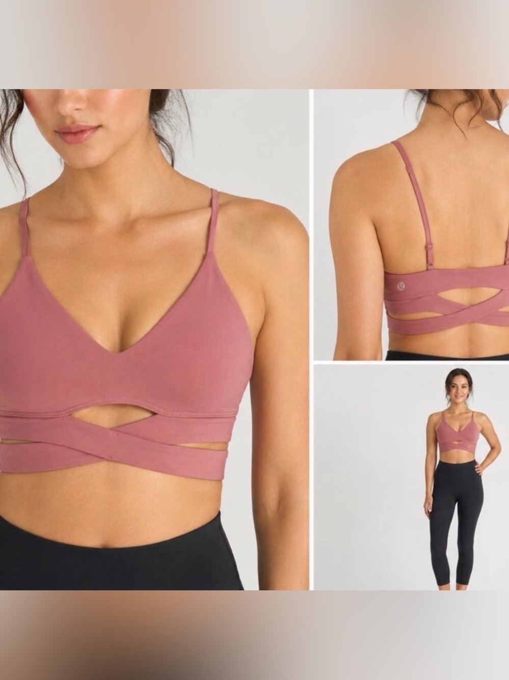 NWT Lululemon V-Neck Crossover Underband Bra Dusty Clay Size 8